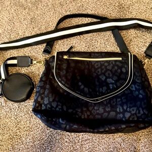 Stella & Dot Black Leopard Crossbody Bag